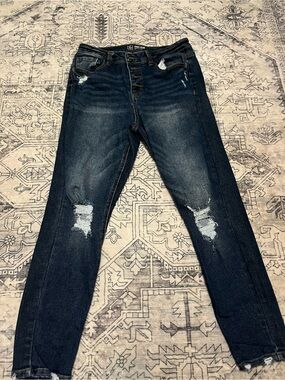 NOBO Dark Blue Distressed Skinny Jeans